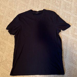 Michael Kors MK Logo Mens V-Neck Short Sleeve T-Shirt Size Large Navy Blue